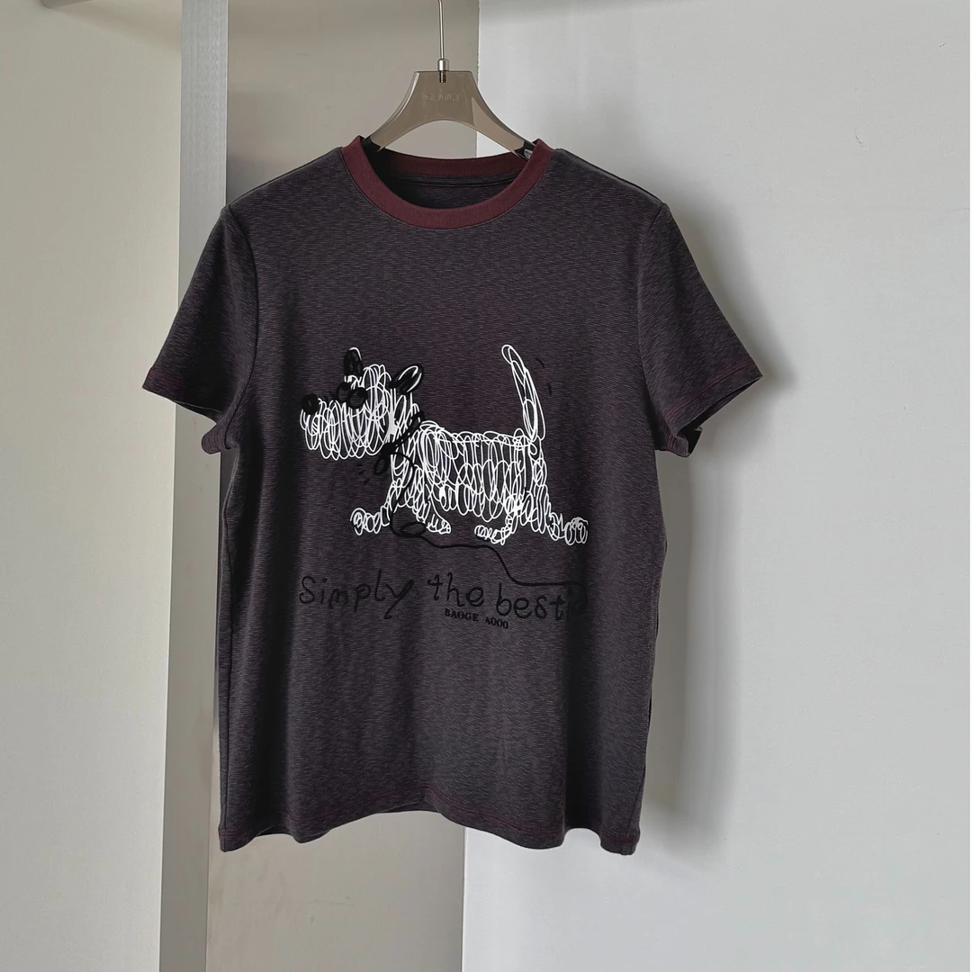 卡通小狗涂鸦立体印花百搭夏季短袖T恤女 T8538