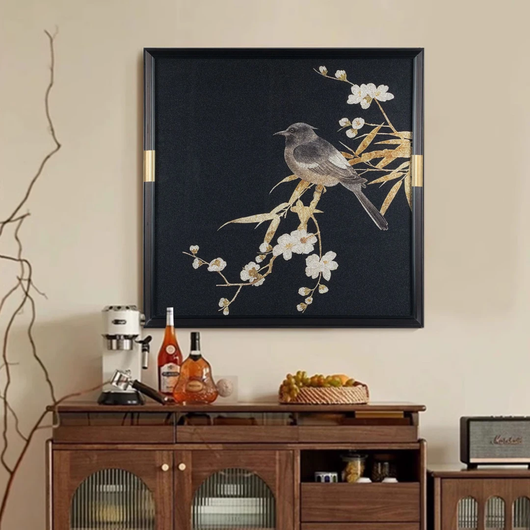 艺彩[喜鹊登枝]炫彩画钢化玻璃装饰画适用玄关沙发背景客厅走廊