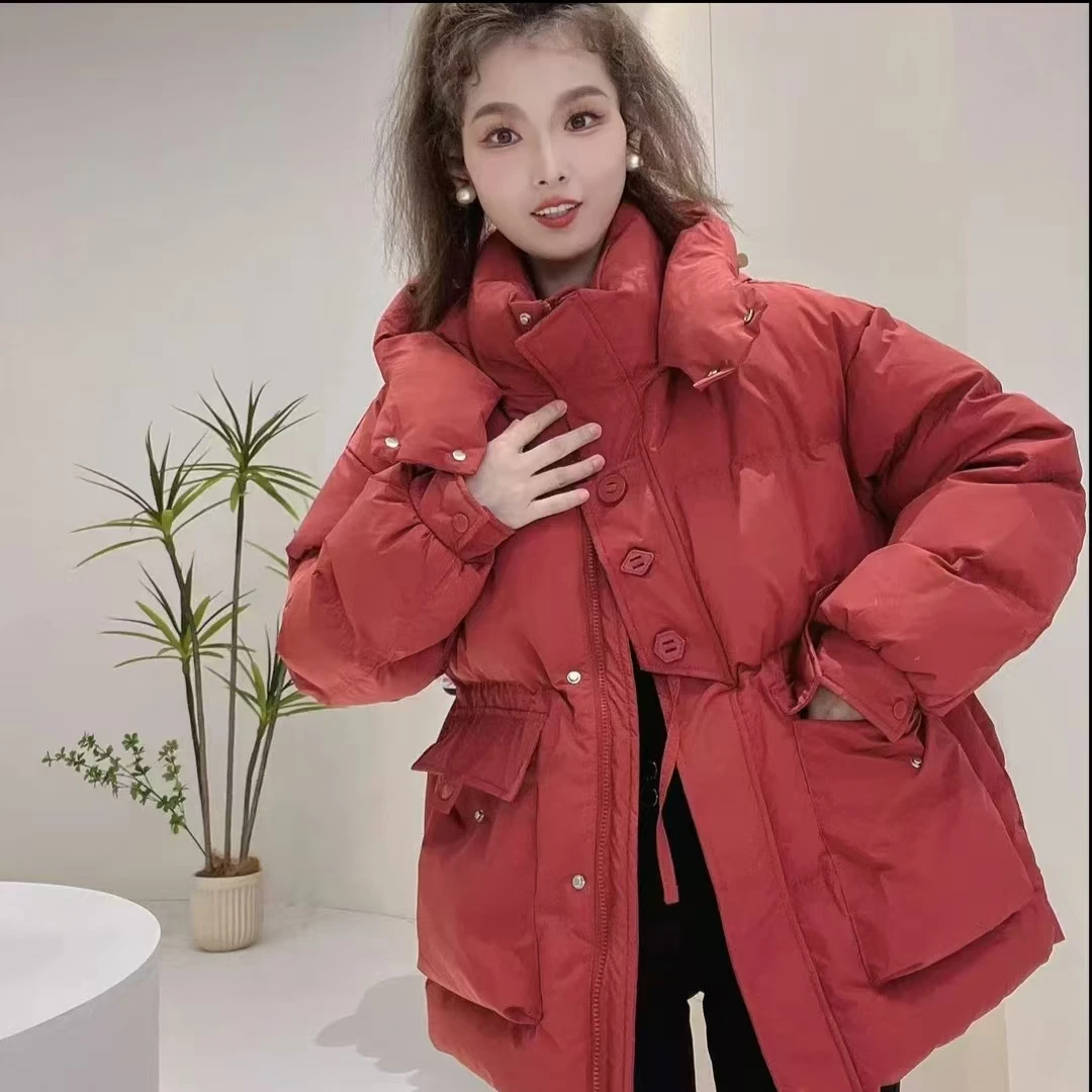 【年后清货】白鸭绒高级感时尚洋气连帽外套羽绒服冬季女休闲三粒扣