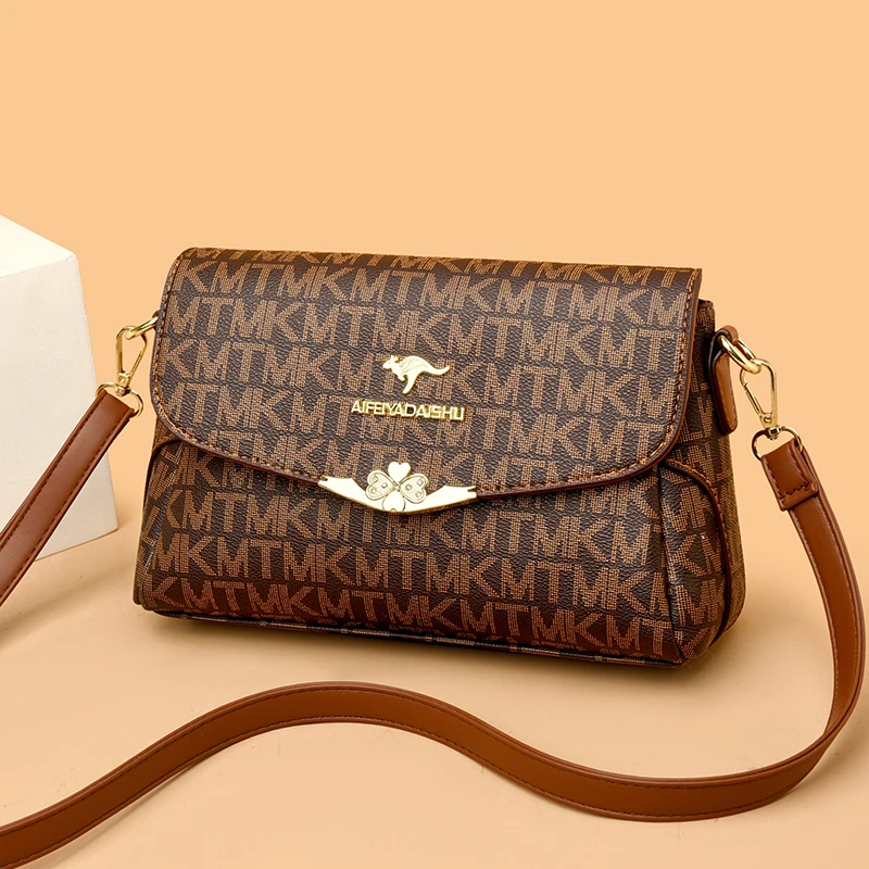 正品专柜皮包女2025新款休闲斜挎包时尚小方包百搭简约妈妈单肩包