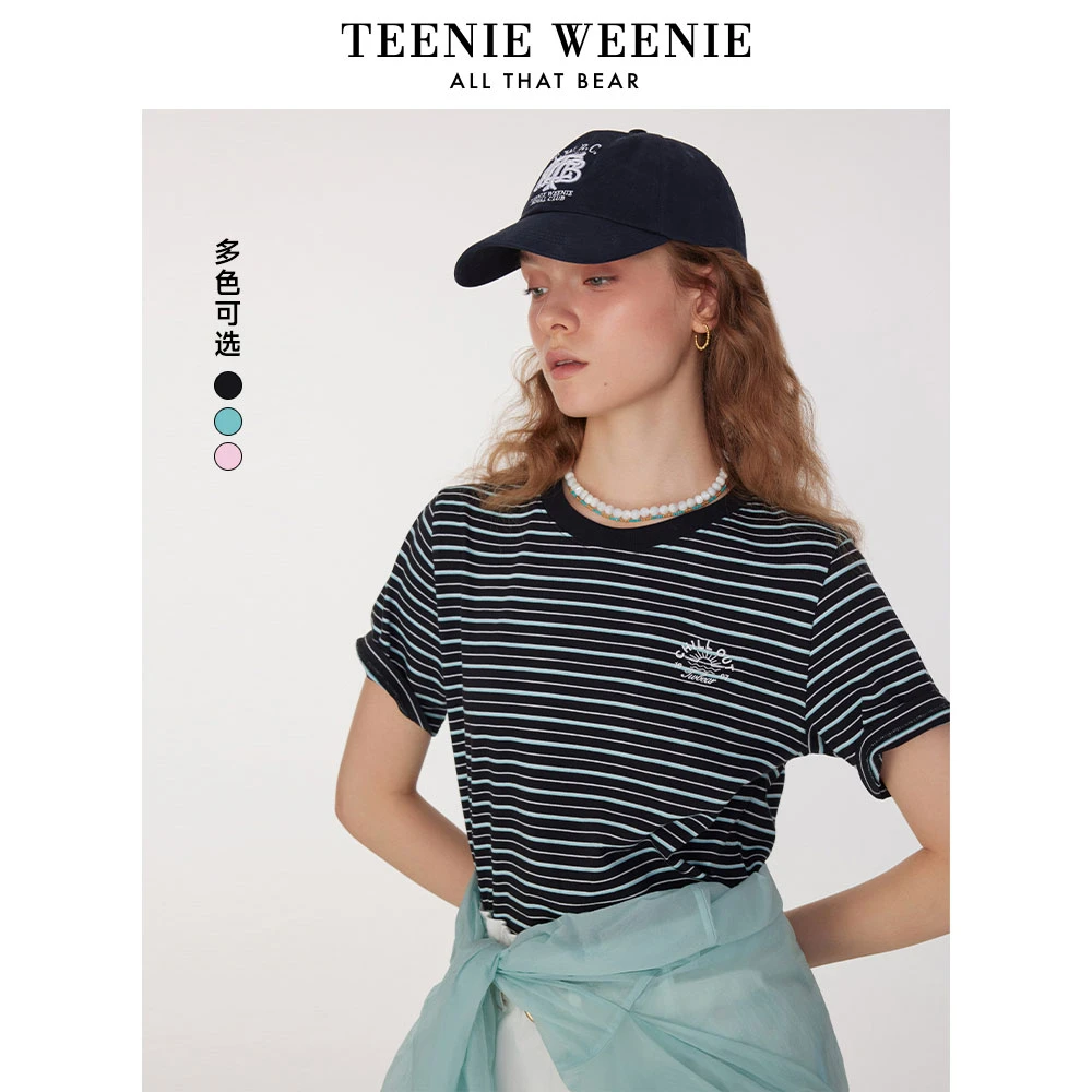 TeenieWeenie小熊女T恤25简约休闲活力条纹圆领短袖TTRS252511T