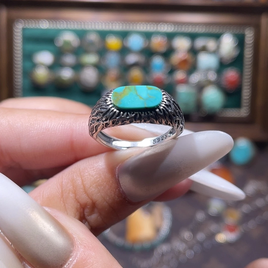 绿松石银S925镶嵌戒指戒指