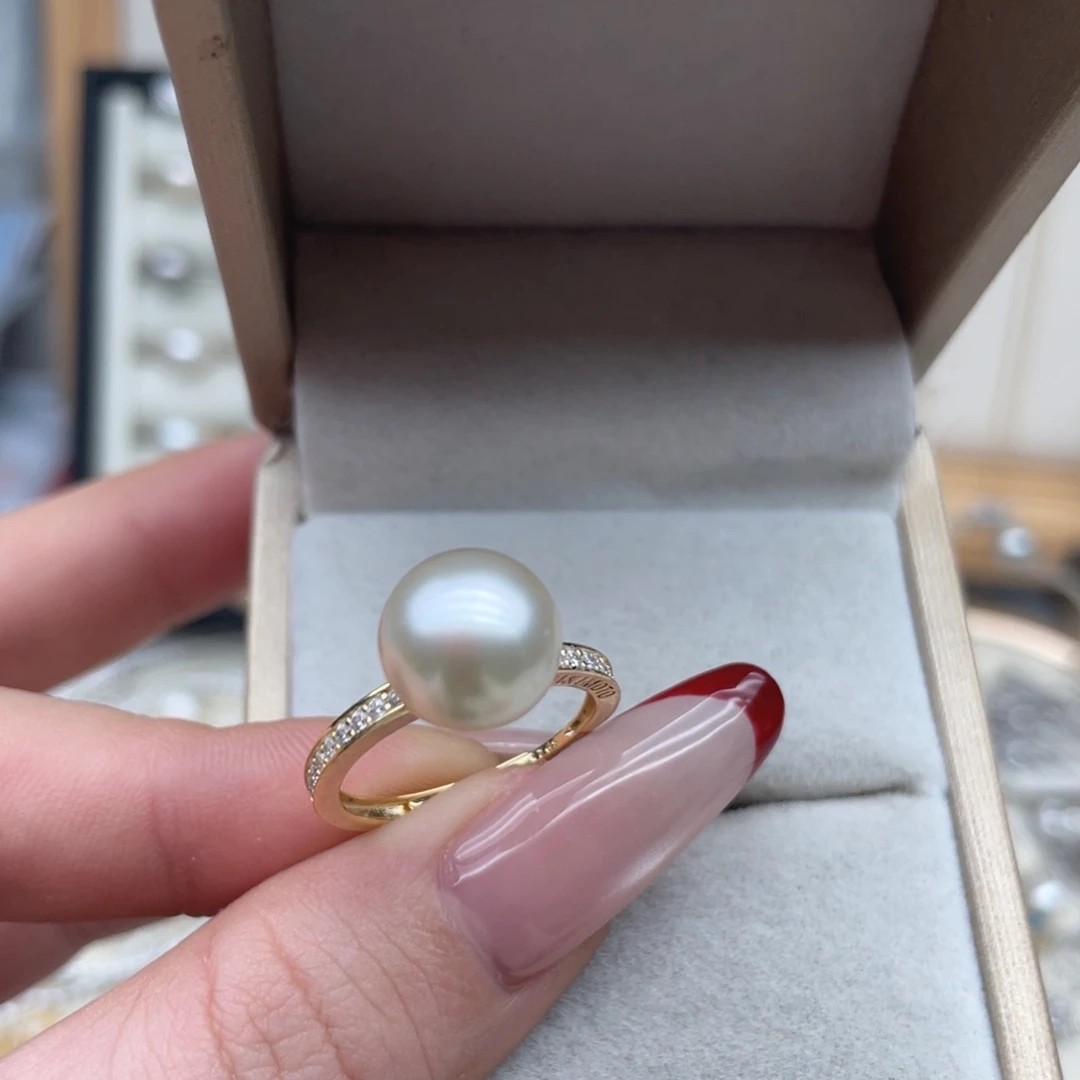 海水珍珠戒指银S925镶嵌F49