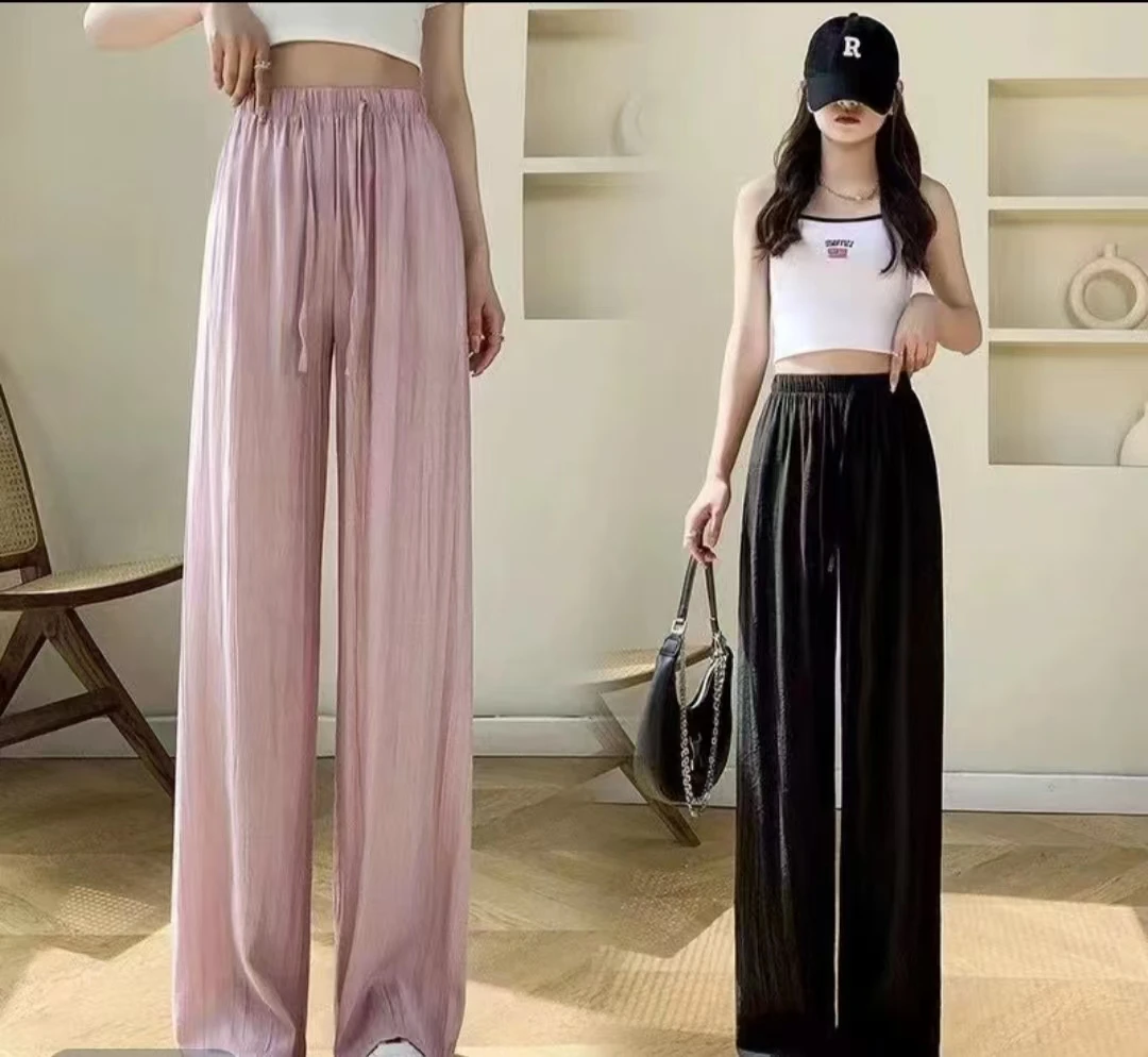 【迟迟家】褶皱直筒休闲九分裤