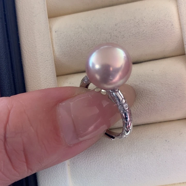 银S925镶嵌戒指淡水珍珠