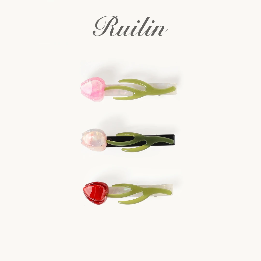 RUILIN【琉璃郁金香】可爱简约清新卡通郁金香发夹