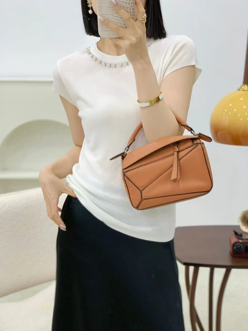 天丝短袖领钻气质小衫显瘦时尚打底衫女春夏新款针织衫T恤上衣