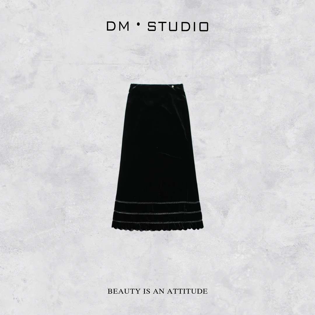 DEDM-DM•STUDIO/复古法式精致感显瘦宽松优雅丝绒半身裙（CC69327）