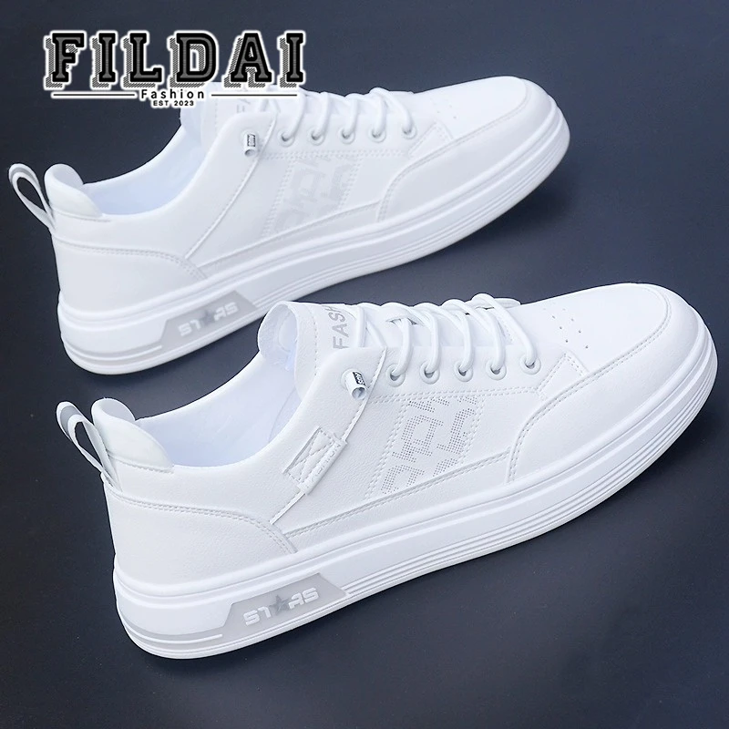 FILDAI男鞋2025年新款夏季一脚蹬小白鞋男士韩版透气软底休闲板鞋