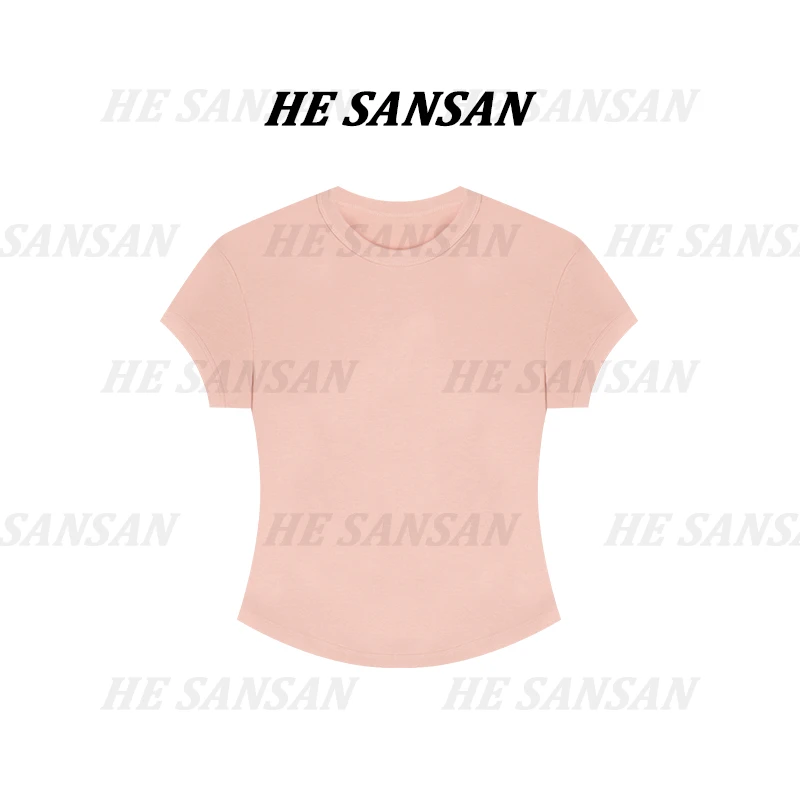 【SANSAN】简约百搭显瘦气质修身极简纯色短袖DY-00159
