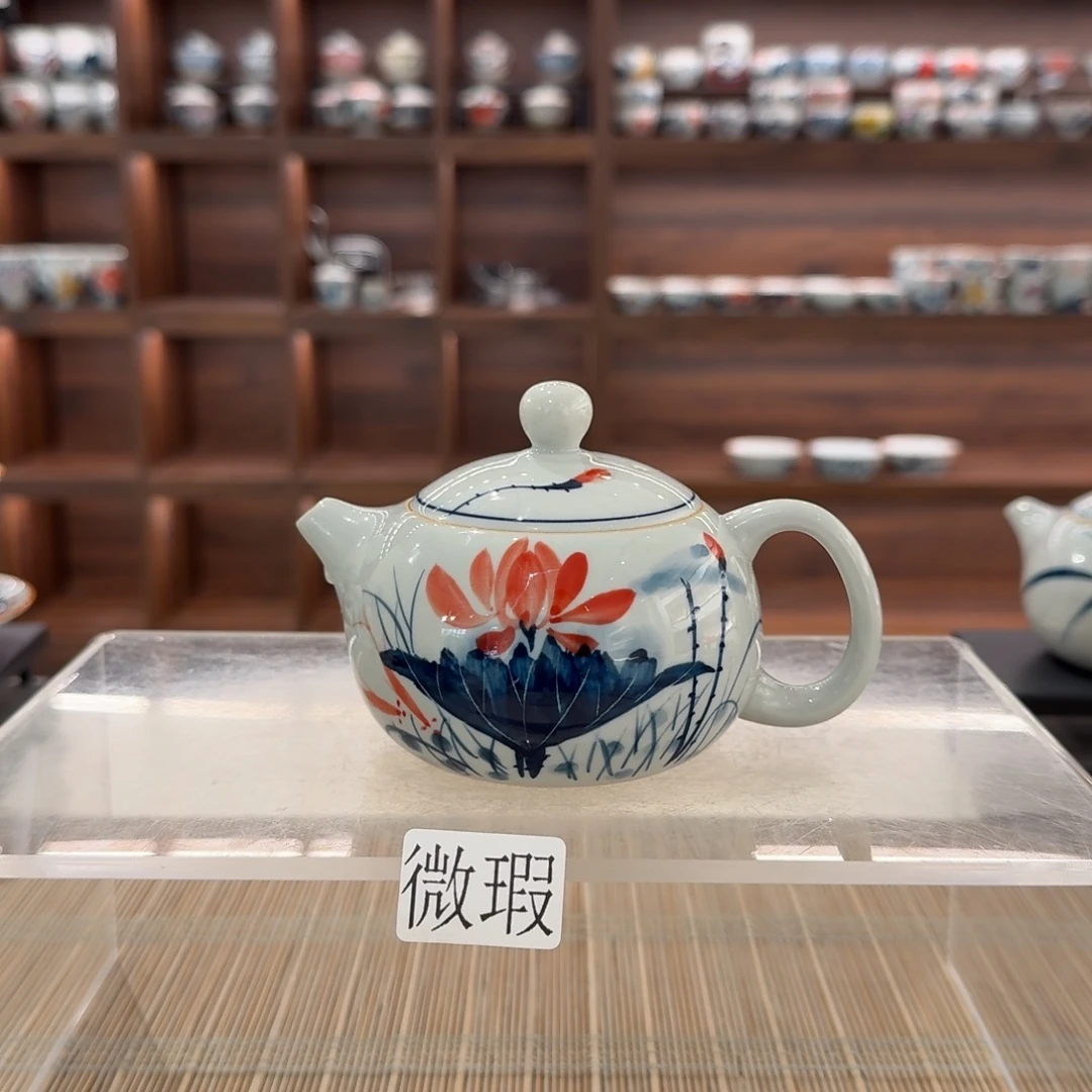 釉下手绘茶具微瑕