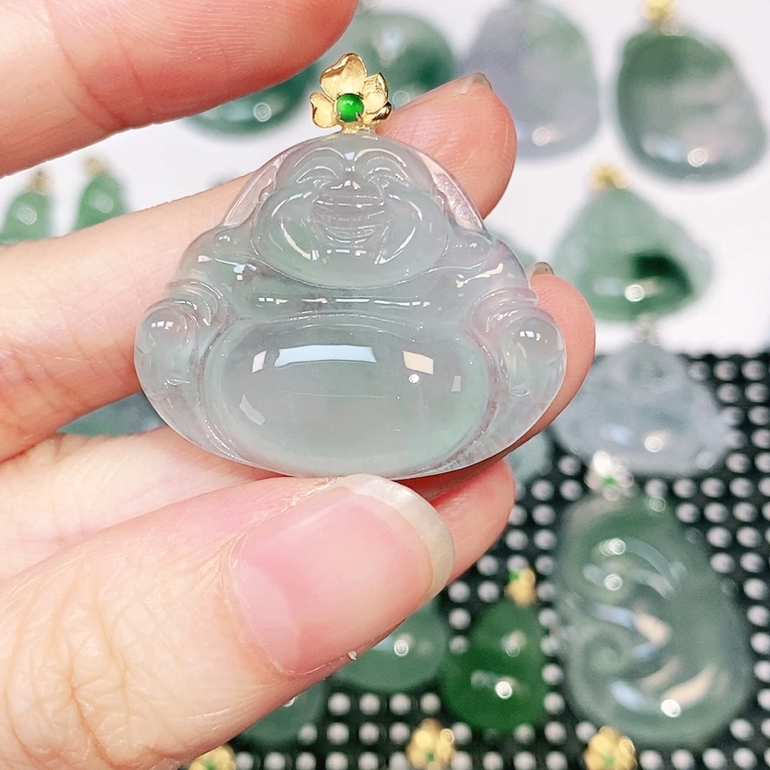 吊坠(不含链)18K金镶嵌翡翠