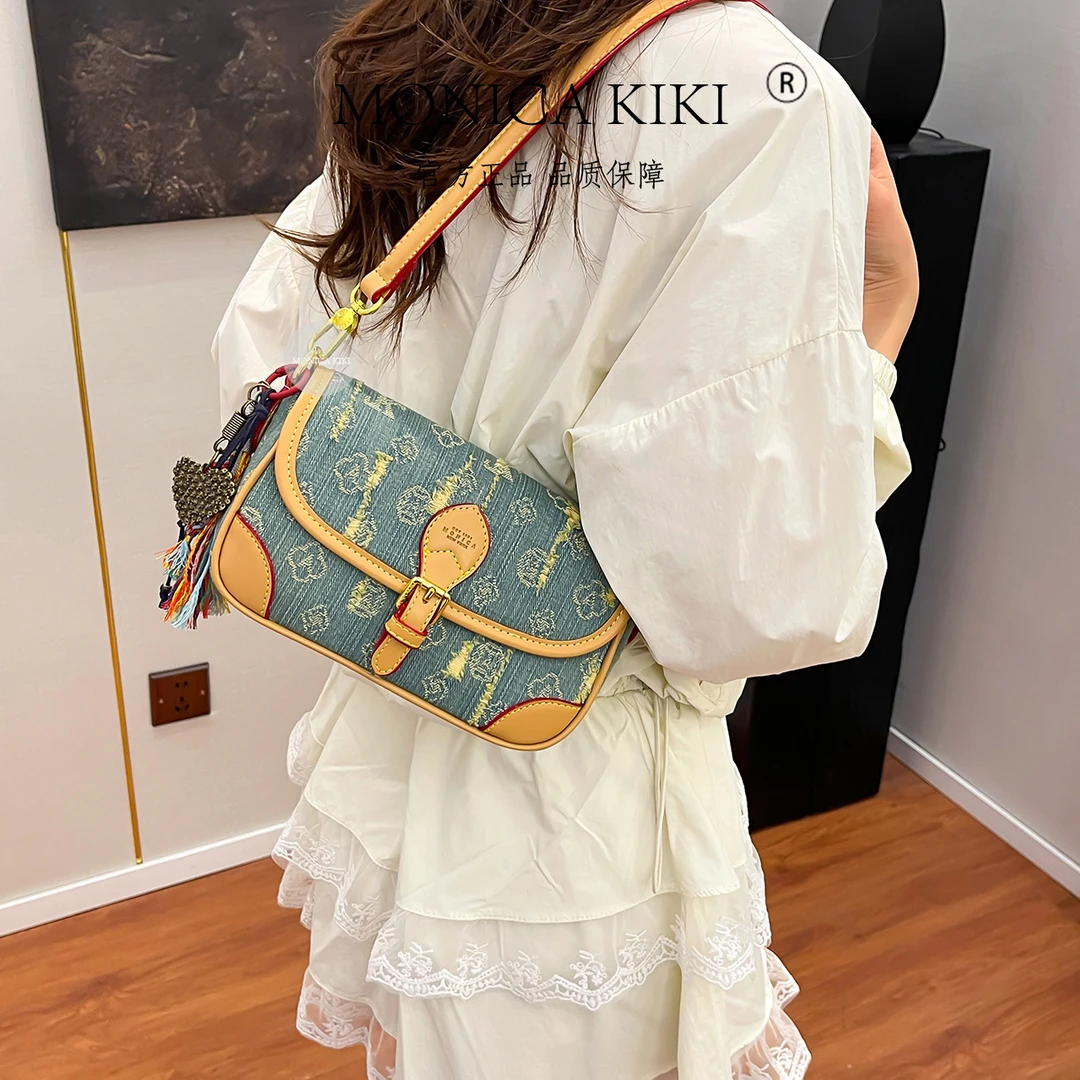 MONICA KIKI/莫妮卡奇奇轻奢女包【法棍包-牛仔】小众设计款女包