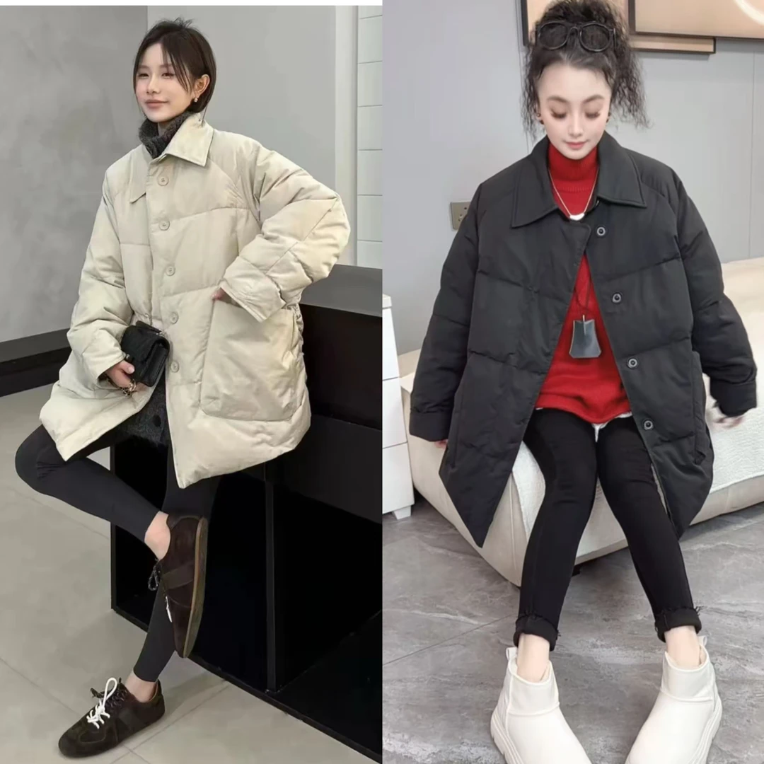 【小虹虹商贸】2025冬季新款韩版时尚休闲宽松翻领大口袋百搭羽绒服