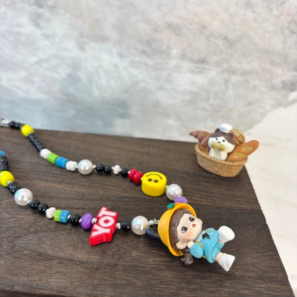 铜合金项链 铜合金仿珍珠项链 戴帽娃娃项链XL2840