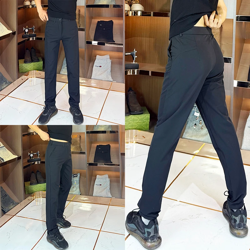 秋冬新款纯色净版男士休闲裤户外冲锋裤舒适简约弹力修身长裤