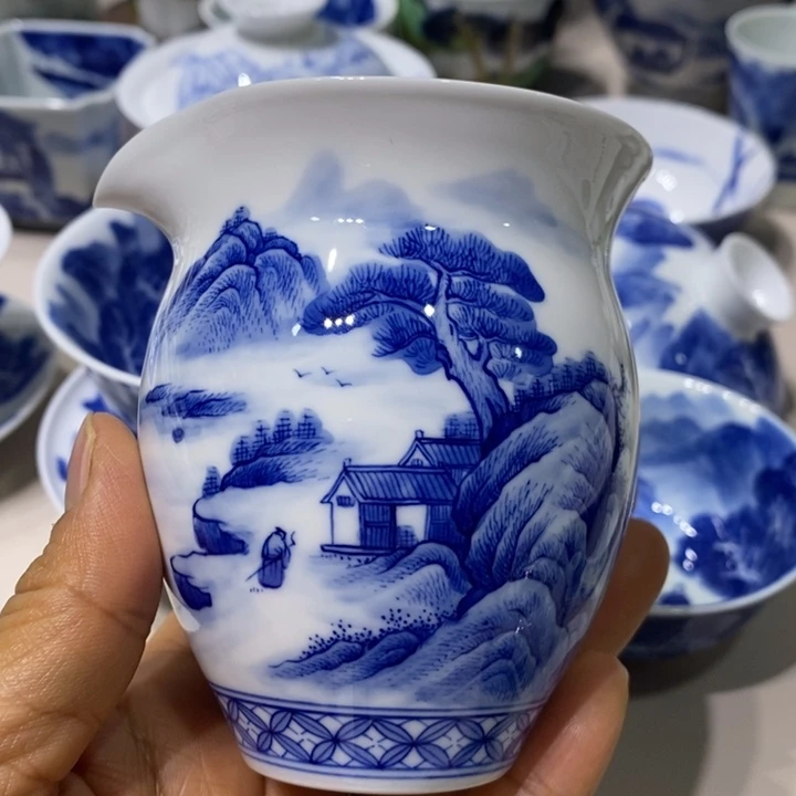 杯四*纯手绘青花山水