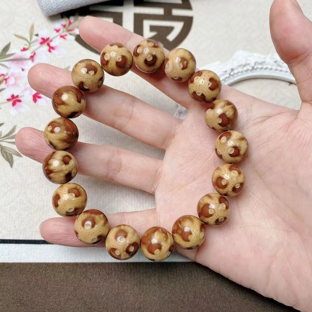精品库克14MM紫金鼠熊猫手串单圈圆珠高油老型念珠佛珠文玩手链