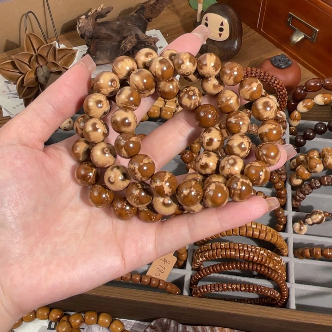 紫金鼠手串12+熊猫烟花圆珠半实心