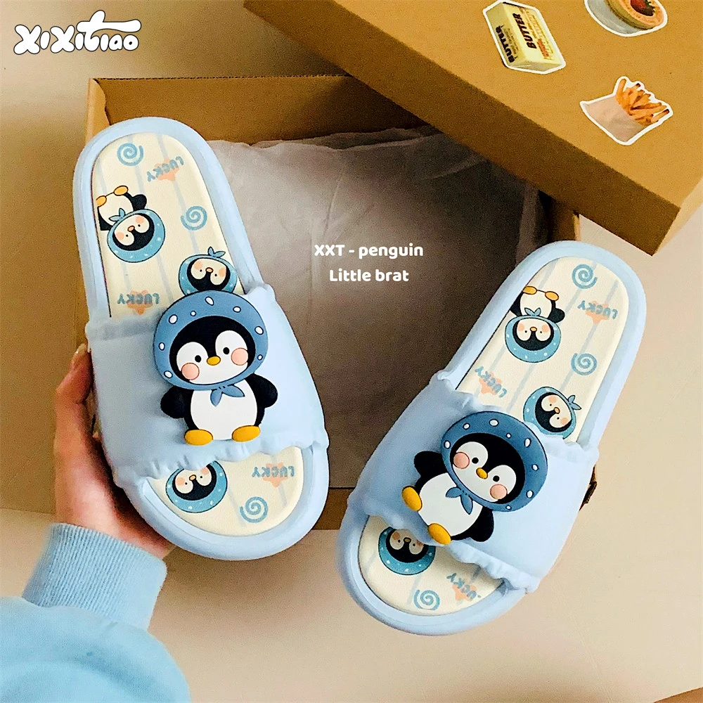 细细条 夏季学生个性拖鞋卡通企鹅软底防滑居家少女心女士凉拖鞋