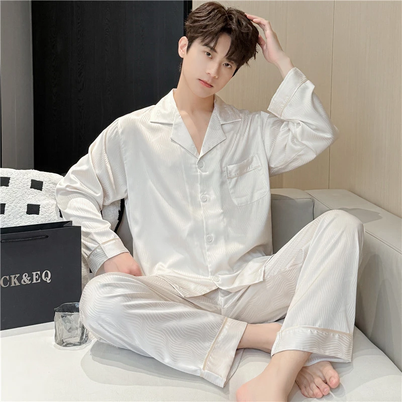 冰丝睡衣男士春秋款长袖2025新款男款大码夏季薄款套装大码家居服