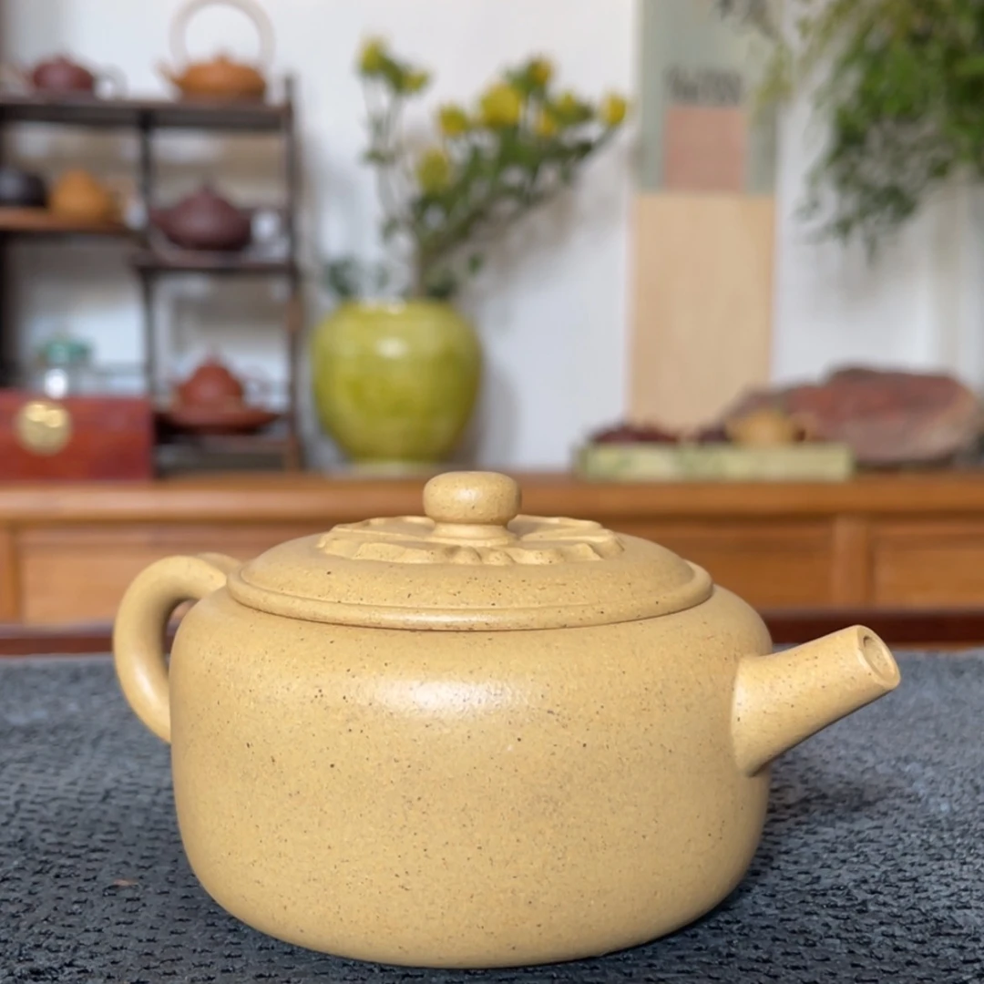 【闪购商品】茶壶紫砂江**道柿蒂纹 扁圆壶