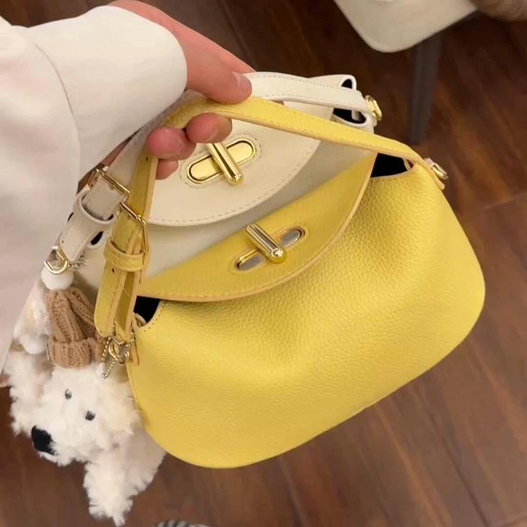 稻草人优加上班手拎包包女式2025新款小鸡黄元宝包轻奢小众高级