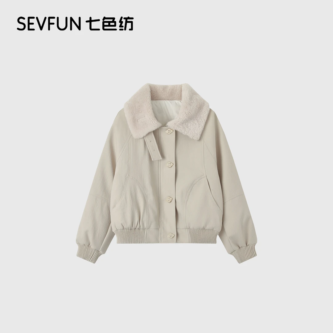 七色纺休闲厚款女士休闲外套秋冬百搭毛领韩版羽绒QSF-1180