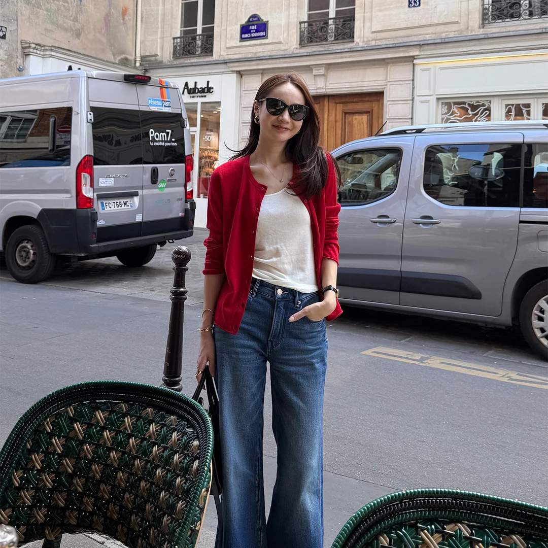 KEEP KAPU靠谱【香氛恋人】100羊毛红色针织开衫KP253132