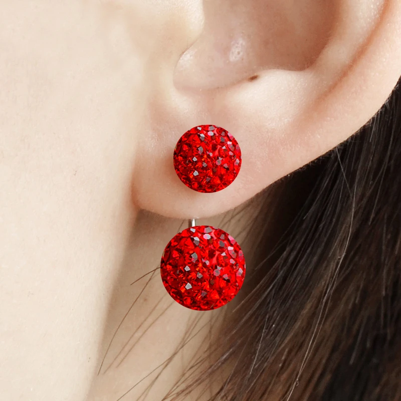 足银耳饰 耳钉999纯银女养耳洞高级感正品奥钻球大小珠耳环两戴款