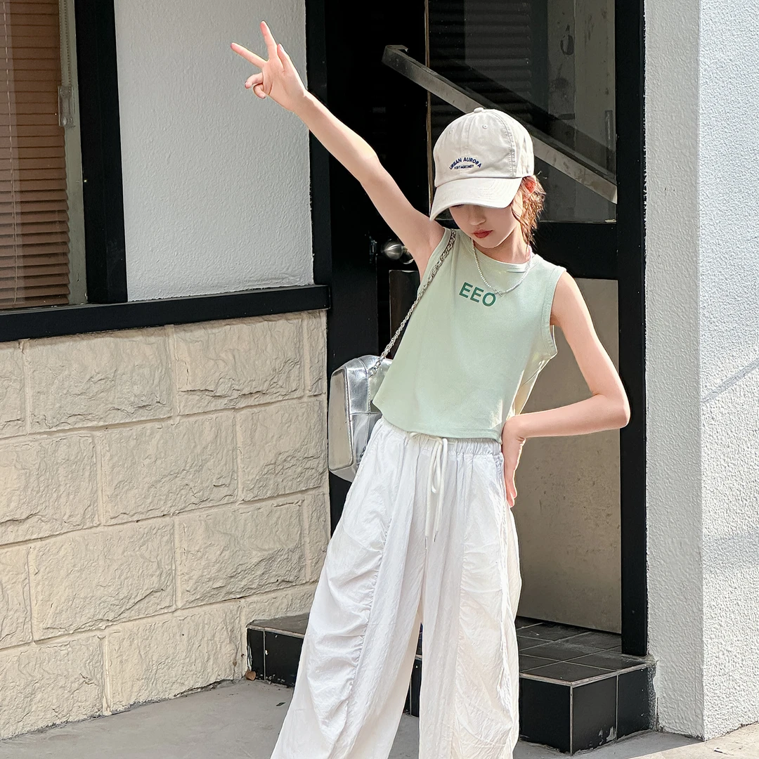 童装女童夏季无袖背心2025新款洋气儿童夏装坎肩百搭上衣韩版潮