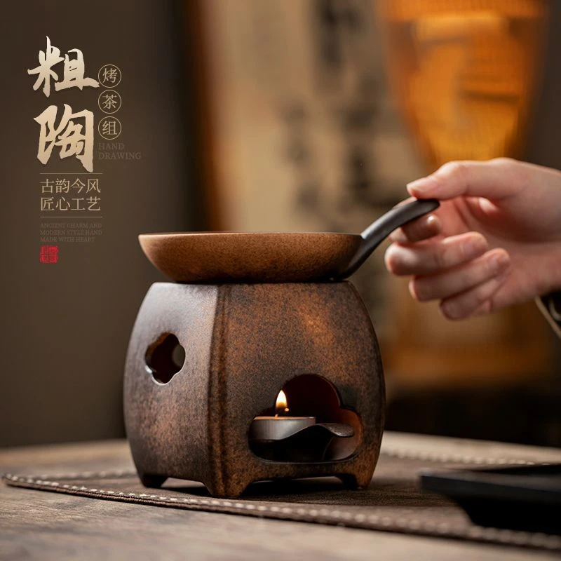 粗陶中式烘焙茶炉茶叶提香器茶壶加热底座蜡烛炉烤茶炉茶道配件