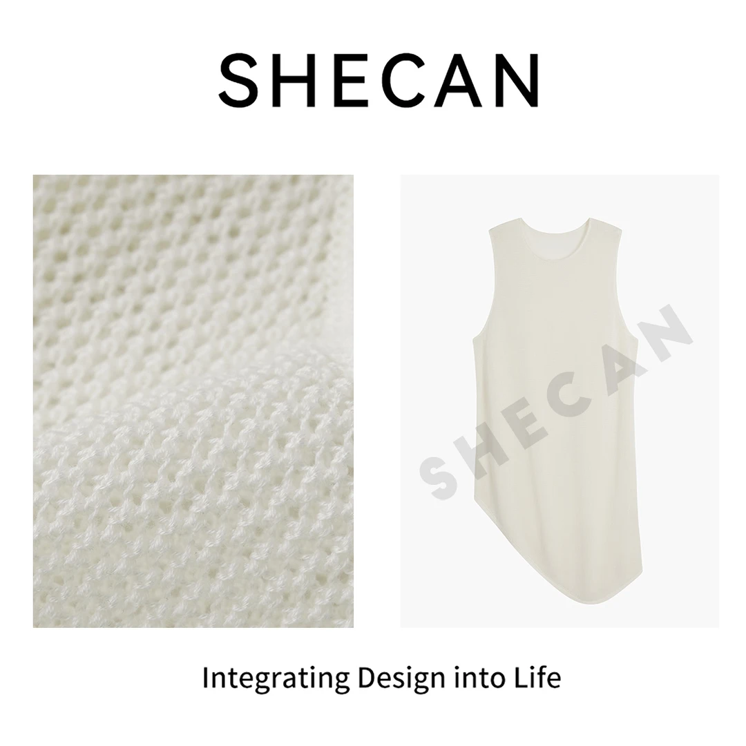 SHECAN【容华入画】圆领简约宽松上衣短袖百搭不规则打底衫4XA012