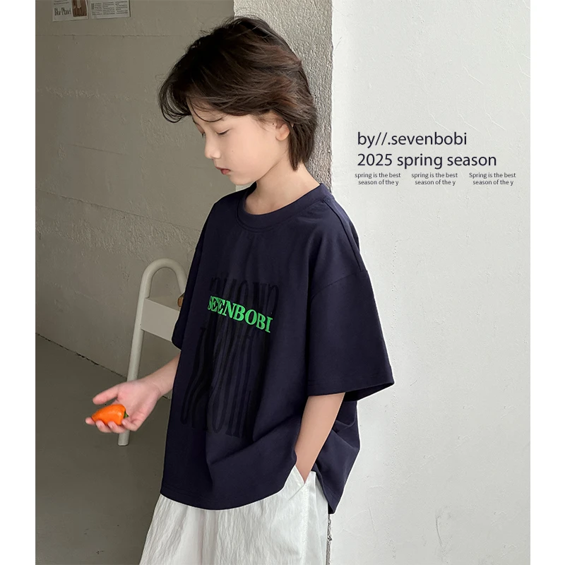 【现货】儿童t恤男童短袖2025夏季新款童装帅气中大童印花上衣潮