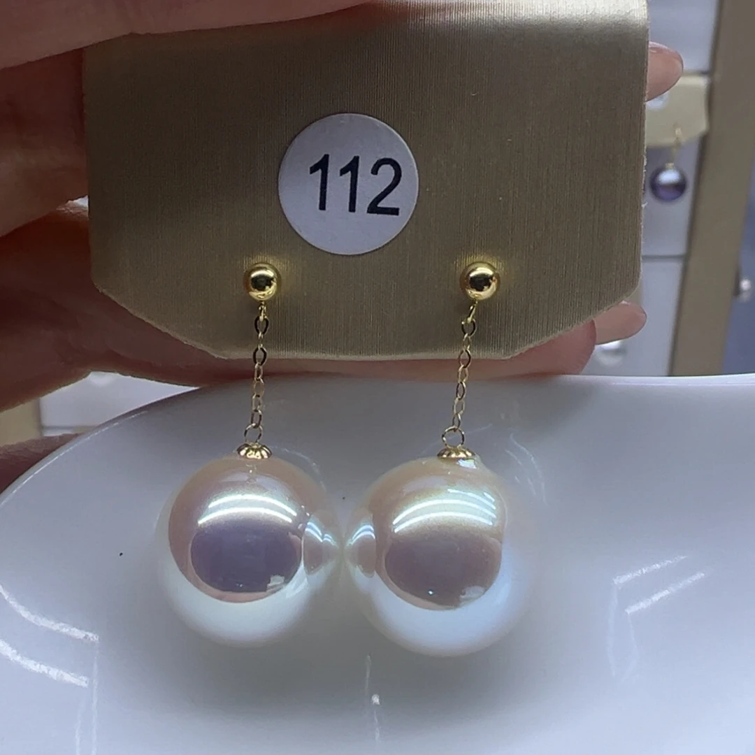 耳饰18K金镶嵌淡水珍珠