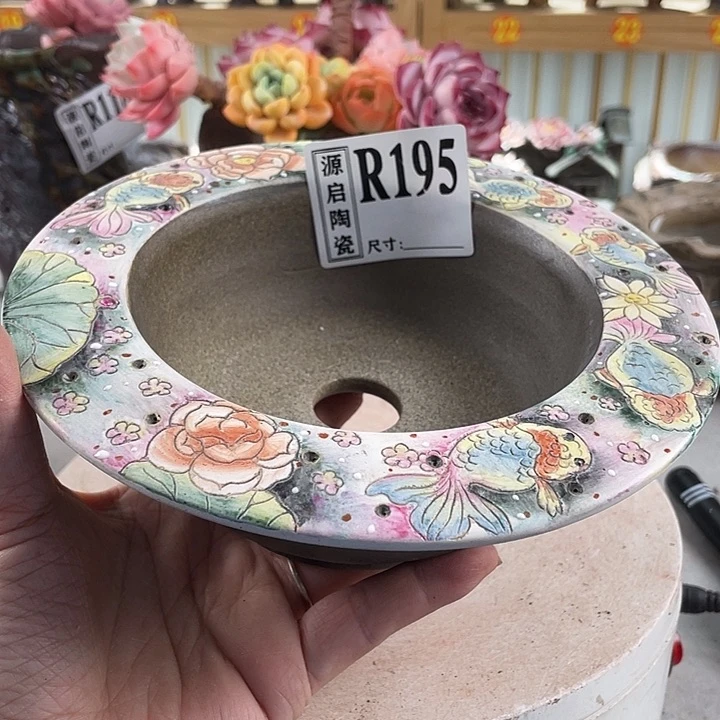 紫砂花盆景德镇陶瓷花盆195不贴钻