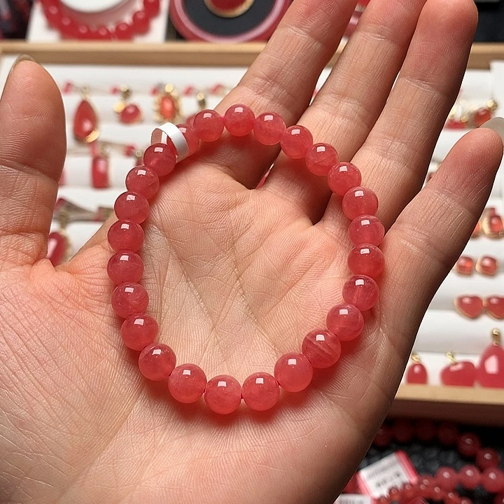 菱锰矿（红纹石）未镶嵌手串
