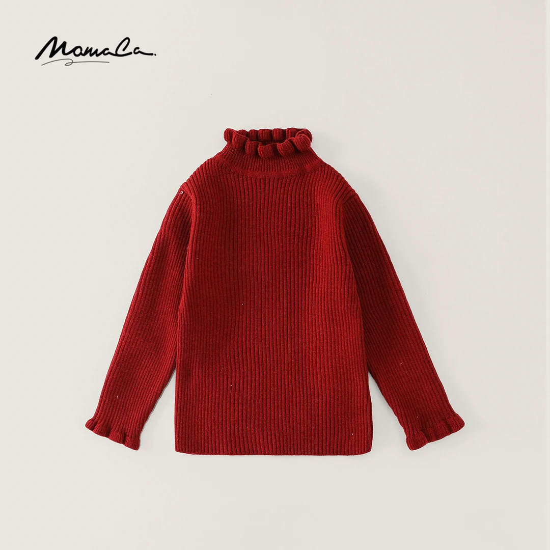 MOMOCO冬季女童时尚洋气套头花边领线衫套头毛衣77830230061