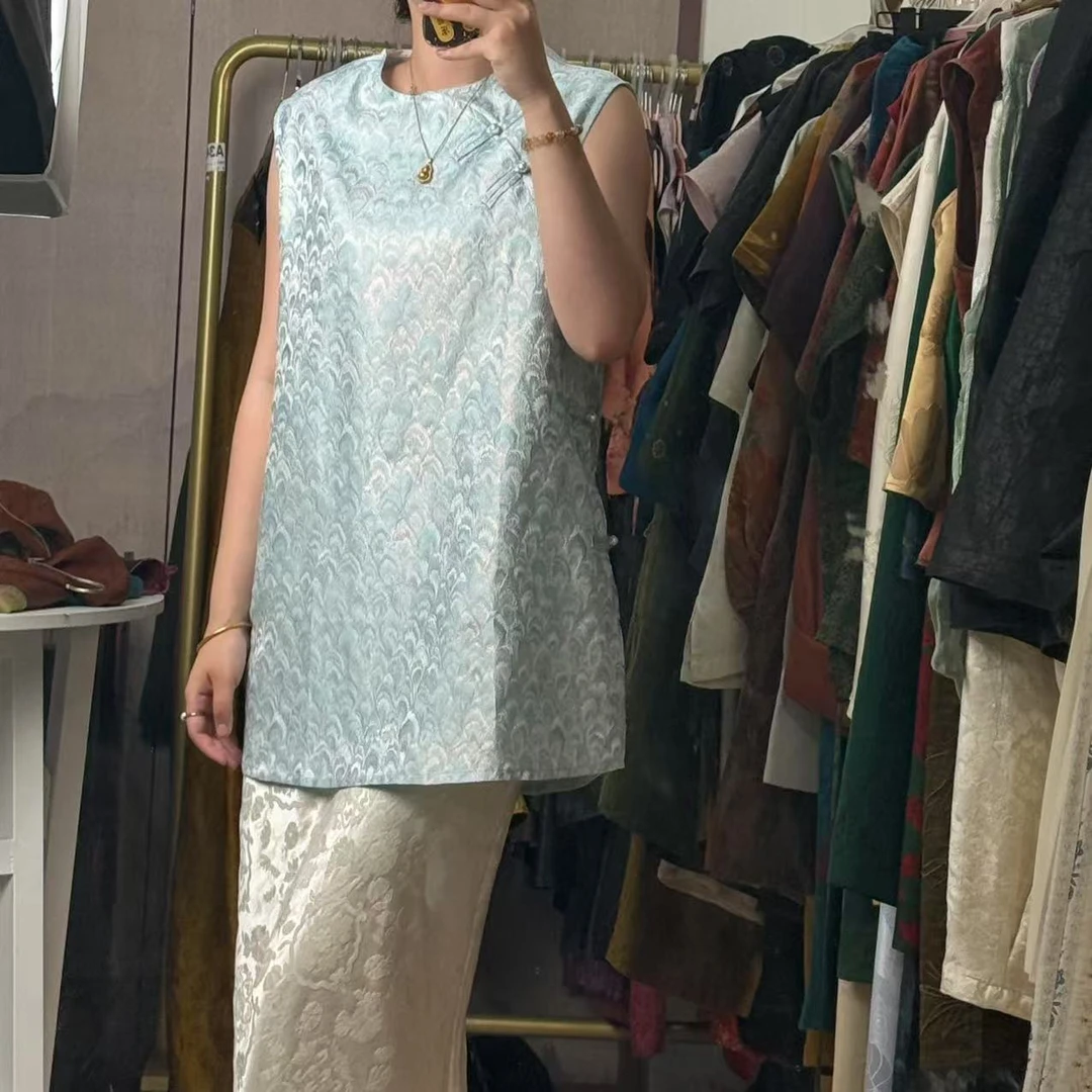 100桑蚕丝！螺钿正绢！天蓝色羽毛奥黛