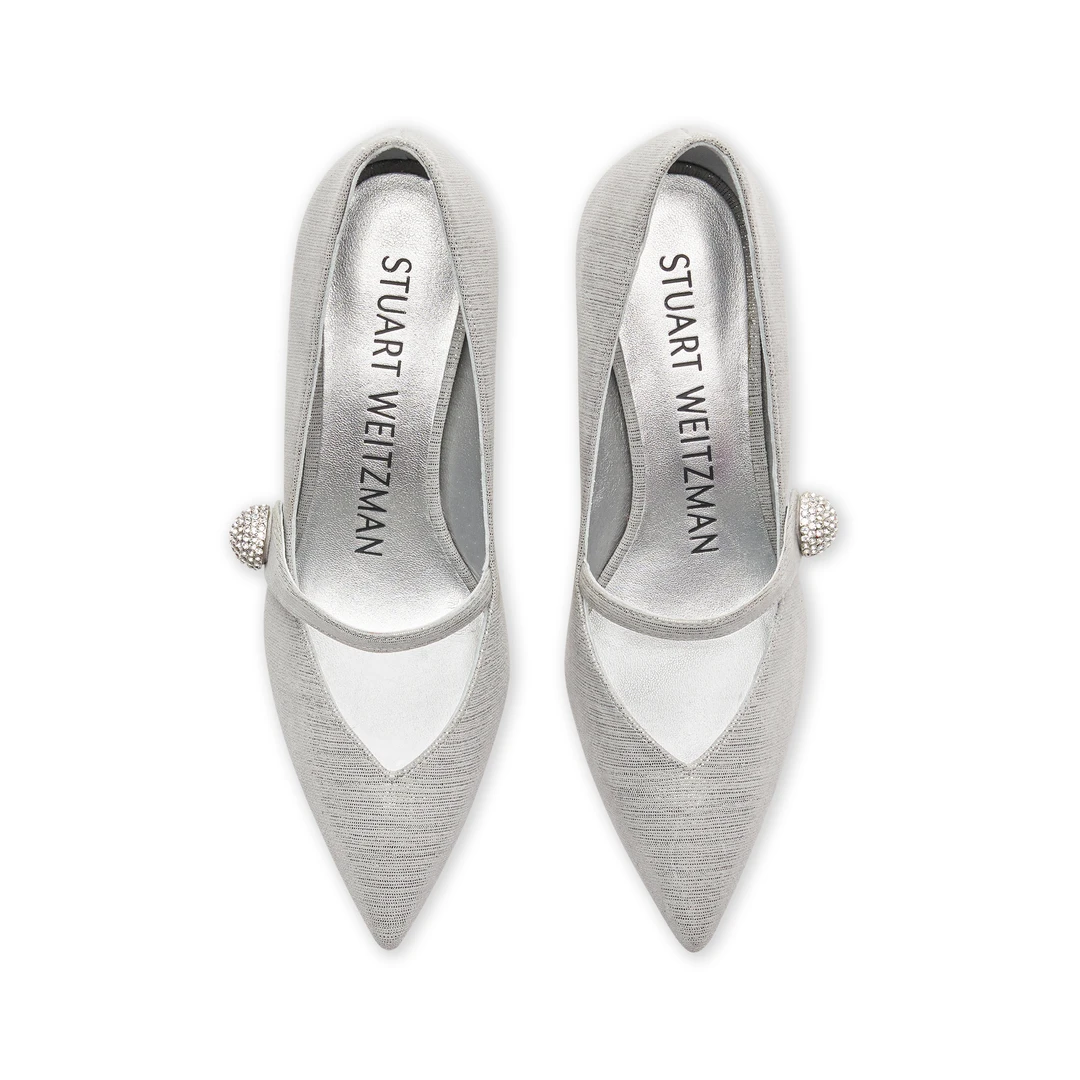 【苏州比斯特】SW EVA 75 CRYSTAL MARY JANE星光银闪光织物高跟鞋