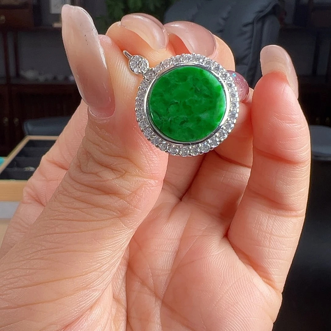 翡翠银S925镶嵌颈饰吊坠