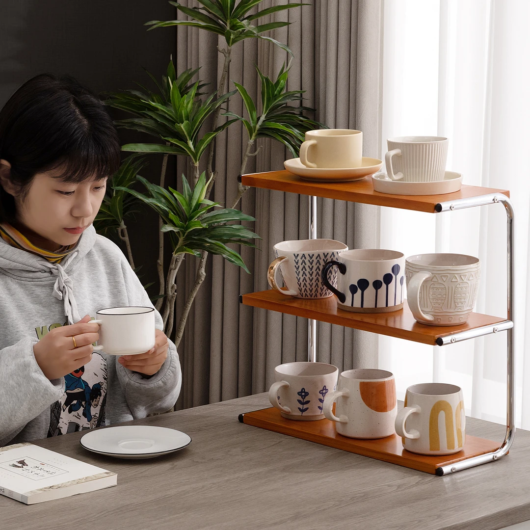 水杯子收纳置物架桌面杯架马克杯水吧咖啡家用餐边柜多层茶具储物
