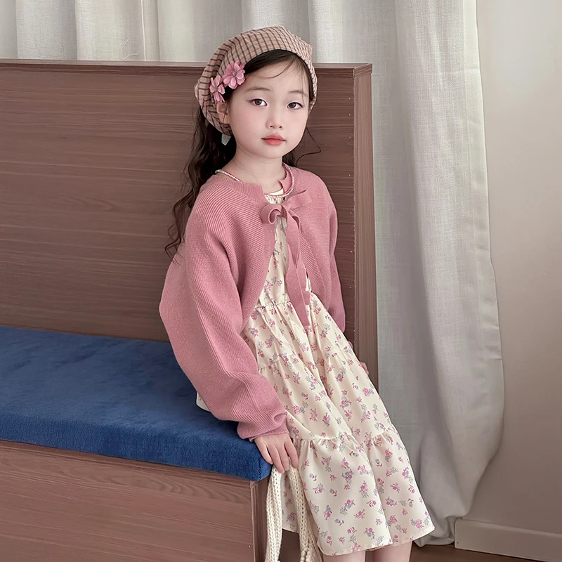 女童韩范炸街套装2025新款女孩秋季甜美碎花连衣裙儿童开衫两件套