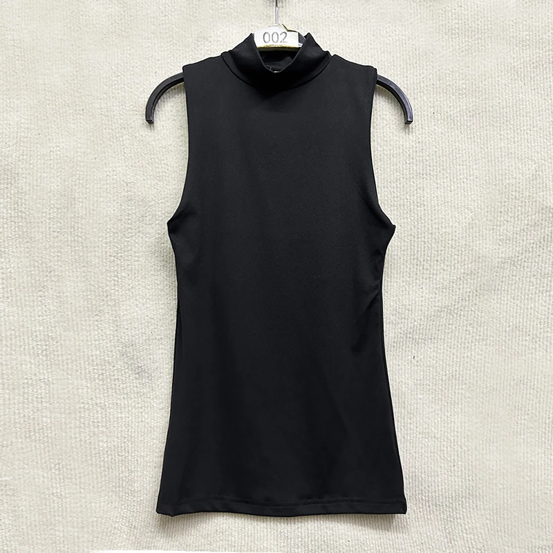 夏季新款女装高领时尚无袖上衣女修身显瘦休闲百搭T恤