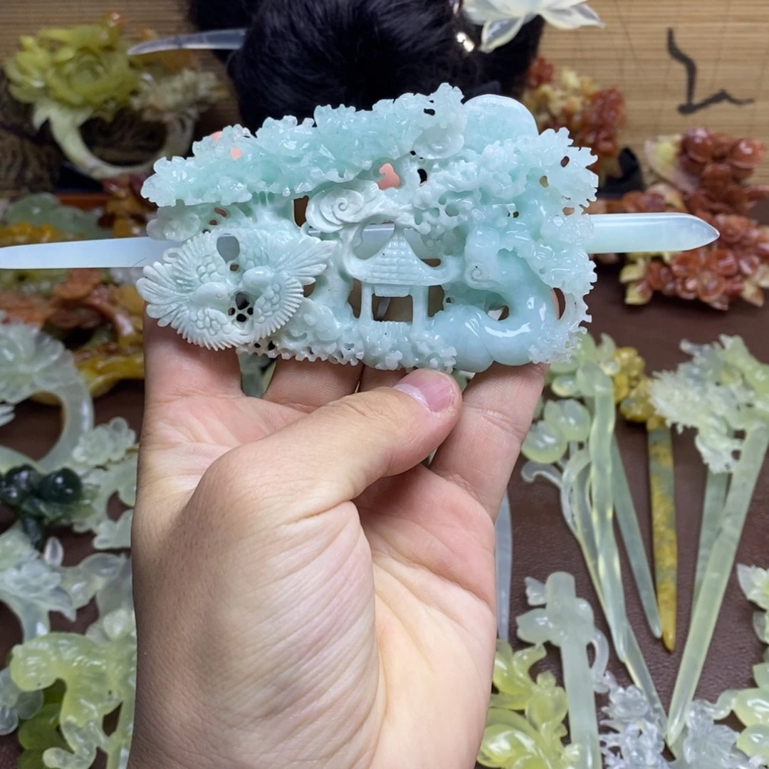 蛇纹石玉未镶嵌发饰