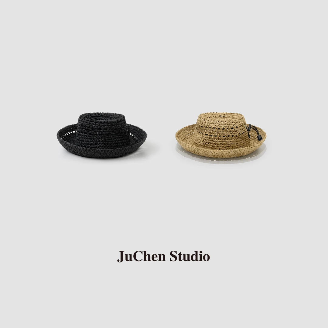 Juchen 拉菲草 春夏机能户外风抽绳草帽渔夫帽 DW2430381-874