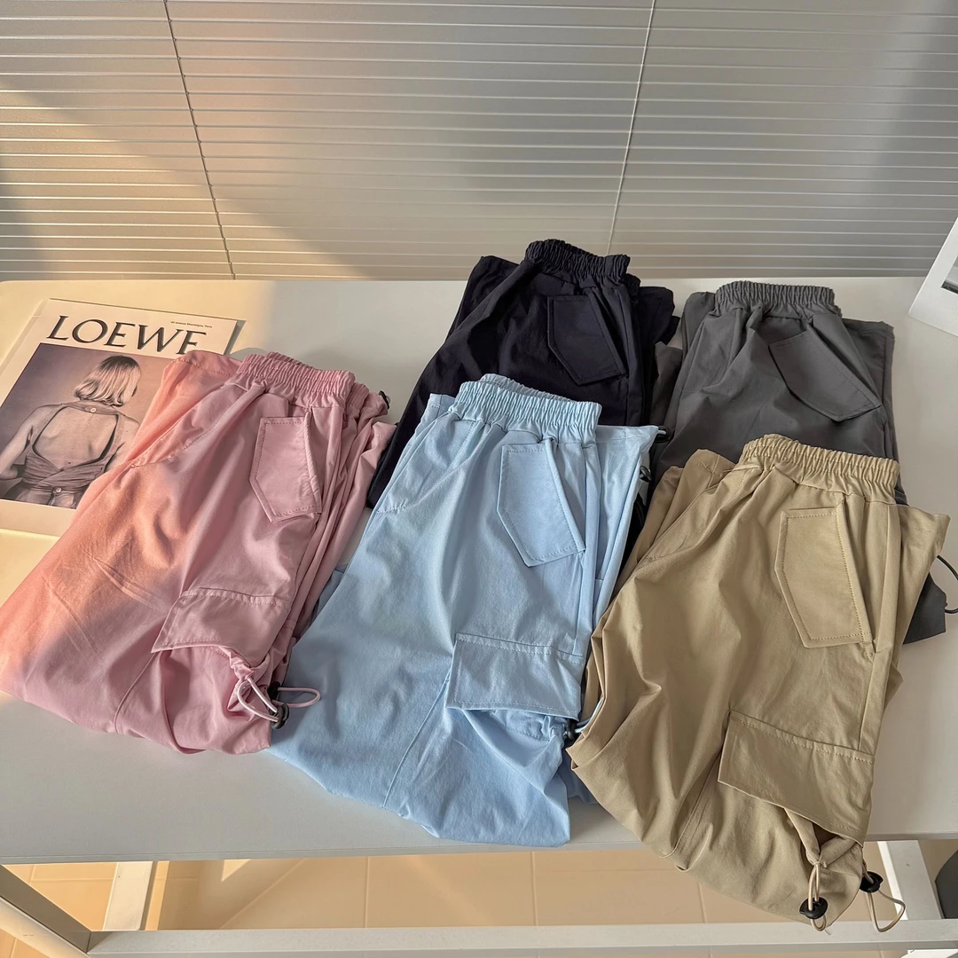 肉肉家-【防蚊速干工装裤】儿童春夏时尚百搭亲肤舒适抽绳侧兜长裤