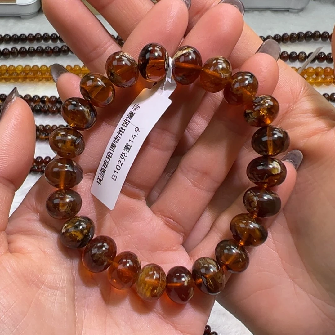 琥珀未镶嵌手串抚顺琥珀花蜡11m