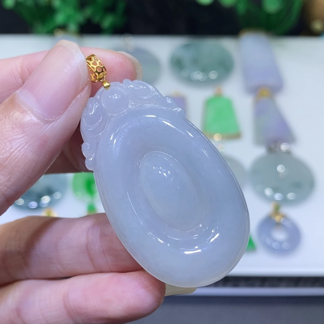 翡翠18K金镶嵌吊坠(不含链)