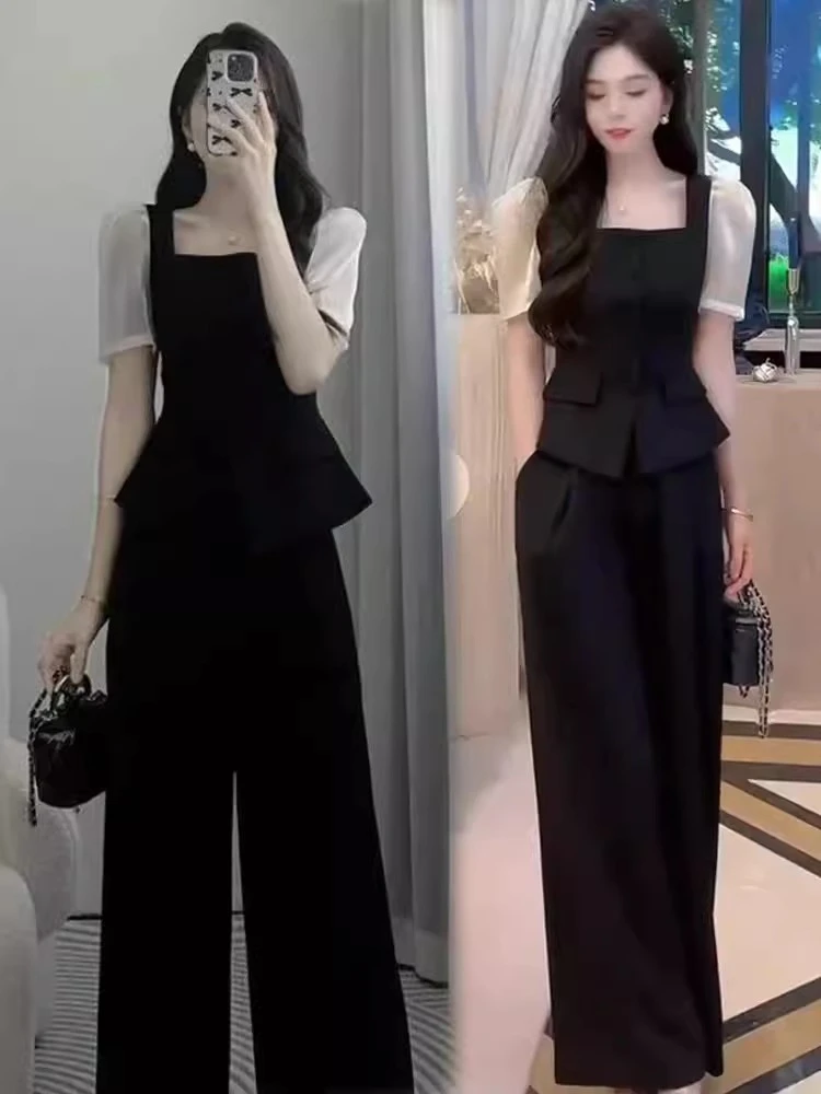 时尚洋气质阔腿裤两件套女2025夏季新款设计高级感职业装显瘦套装